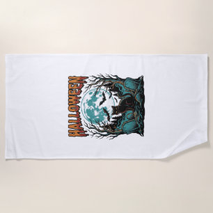 Halloween Cat Graveyard Vintage Engraving Shirt_1 Beach Towel