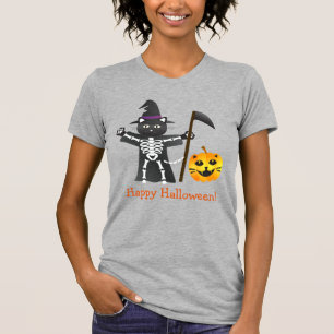 Halloween Cat Grim Reaper T-Shirt