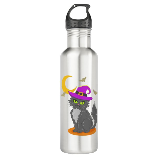 Halloween Cat Halloween Costume 710 Ml Water Bottle (Front)