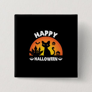 Halloween Cat Happy Halloween Birthday 15 Cm Square Badge