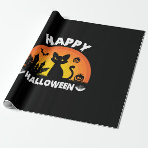 Halloween Cat Happy Halloween Birthday Wrapping Paper