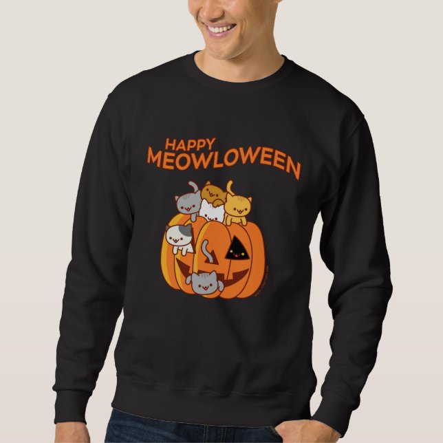 Halloween Cat  HAPPY MEOWLOWEEN  Jack O Lantern  P Sweatshirt (Front)