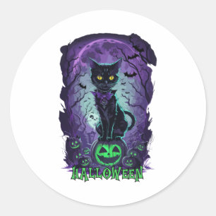 halloween cat hokus pokus classic round sticker