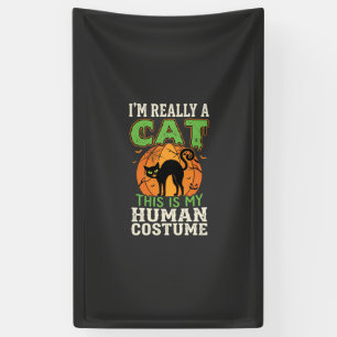 Halloween Cat Human Costume Funny Design Banner
