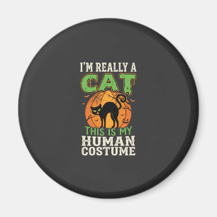 Halloween Cat Human Costume Funny Design Magnet