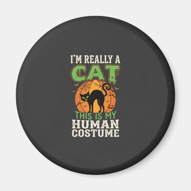 Halloween Cat Human Costume Funny Design Magnet (Front)