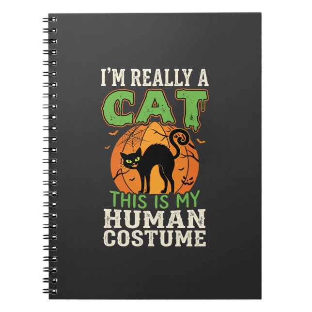 Halloween Cat Human Costume Funny Design Notebook (Front)