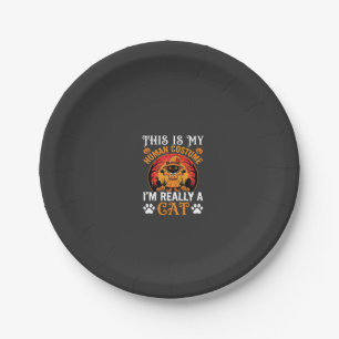 Halloween Cat Human Costume Vintage Graphic Paper Plate