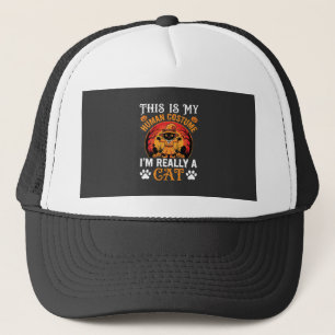 Halloween Cat Human Costume Vintage Graphic Trucker Hat