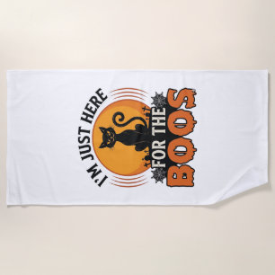Halloween Cat I’m Just Here for the Boos Beach Towel