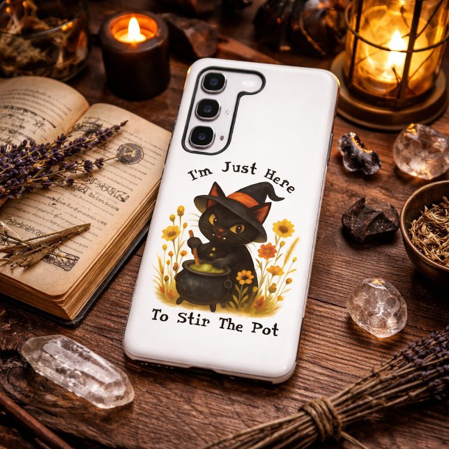 Halloween Cat - I’m Just Here to Stir the Pot Samsung Galaxy S22+ Case (Creator Uploaded)