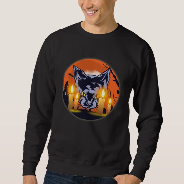 Halloween Cat I Witch Hour I Scary Cat Sweatshirt (Front)