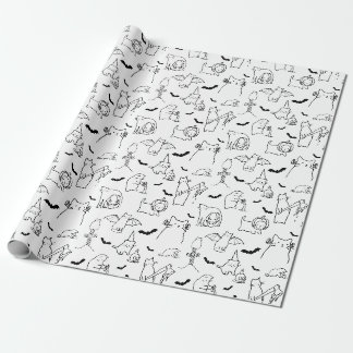 Halloween Cat Illustration Wrapping Paper