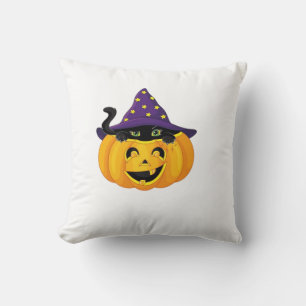 Halloween Cat in Pumpkin � Cute Black Kitten Stick Cushion