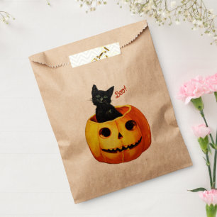 Halloween Cat in Pumpkin Favour Bag