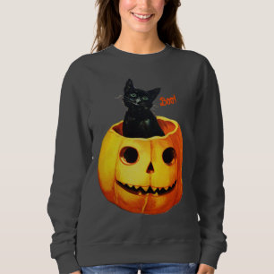 Halloween Cat in Pumpkin Sweatshirt