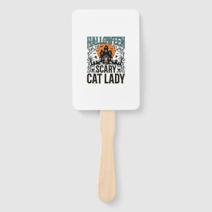 Halloween Cat Lady Scary Haunted House Vintage_1 Hand Fan