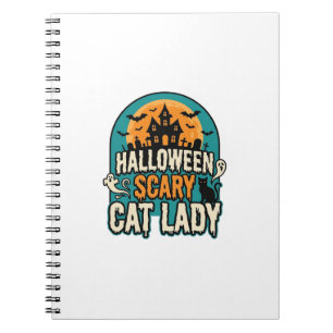 Halloween Cat Lady Scary Vintage Haunted House_1 Notebook