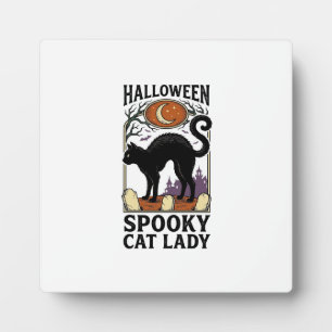 Halloween Cat Lady Vintage Black Cat Shirt_1 Plaque