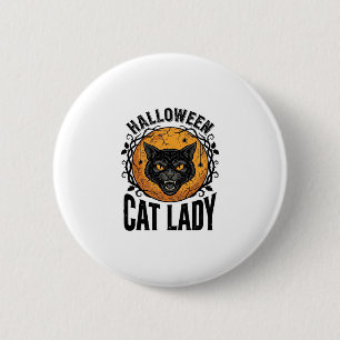 Halloween Cat Lady Vintage Black Cat Shirt Design 6 Cm Round Badge