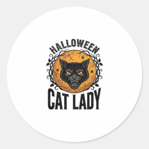 Halloween Cat Lady Vintage Black Cat Shirt Design Classic Round Sticker