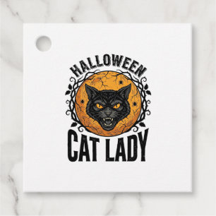 Halloween Cat Lady Vintage Black Cat Shirt Design Favour Tags