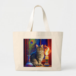 Halloween Cat Large Tote Bag