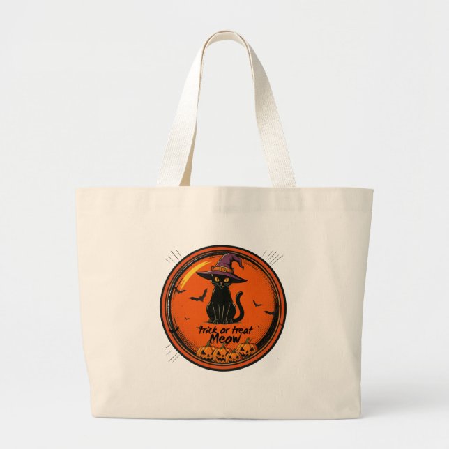 Halloween cat  large tote bag (Front)