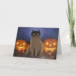 Halloween Cat Mask & Jack-o'-lantern Card