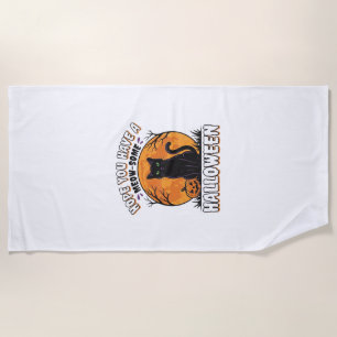 Halloween Cat Meow-Some Vintage Engraving Design_1 Beach Towel
