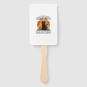 Halloween Cat Meow-Some Vintage Engraving Design_1 Hand Fan