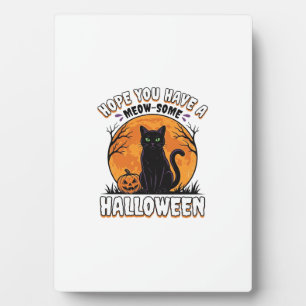 Halloween Cat Meow-Some Vintage Engraving Design_1 Plaque