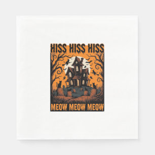Halloween Cat Meow Spooky Vintage Witch House Napkin