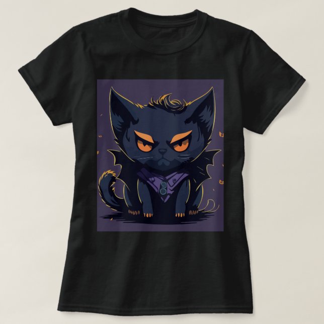 Halloween Cat Meow T-Shirt (Design Front)