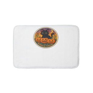 Halloween Cat Meowgical Pumpkins Embroidery Design Bath Mat