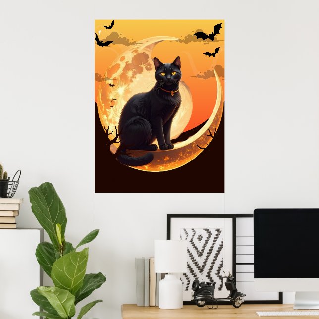 Halloween Cat Modern Poster (Home Office)