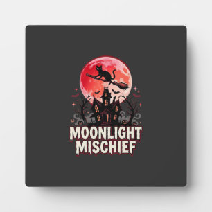 Halloween Cat Moonlight Mischief Plaque
