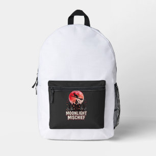 Halloween Cat Moonlight Mischief Printed Backpack