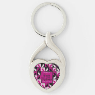Halloween cat mosaic key ring