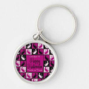 Halloween cat mosaic key ring