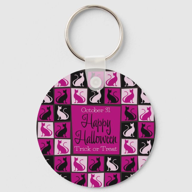 Halloween cat mosaic key ring (Front)