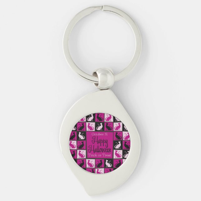 Halloween cat mosaic key ring (Front)
