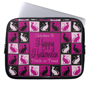 Halloween cat mosaic laptop sleeve