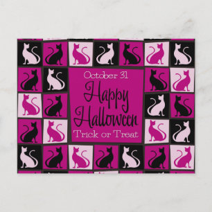 Halloween cat mosaic postcard