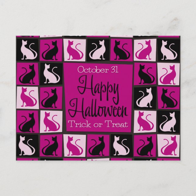 Halloween cat mosaic postcard (Front)
