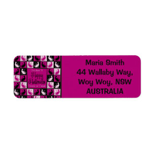 Halloween cat mosaic return address label