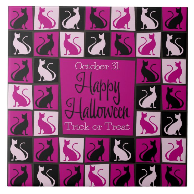 Halloween cat mosaic tile (Front)