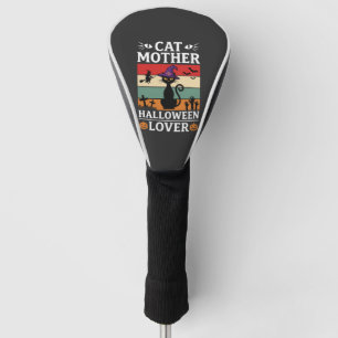 Halloween Cat Mother Lover Retro Witch Design Golf Head Cover