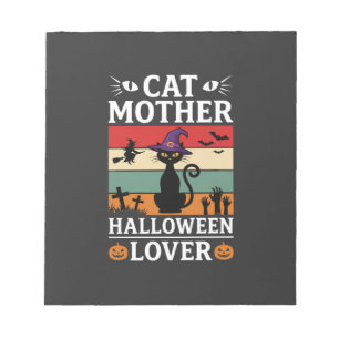 Halloween Cat Mother Lover Retro Witch Design Notepad