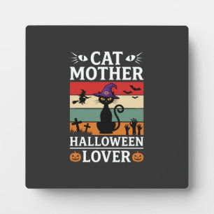 Halloween Cat Mother Lover Retro Witch Design Plaque